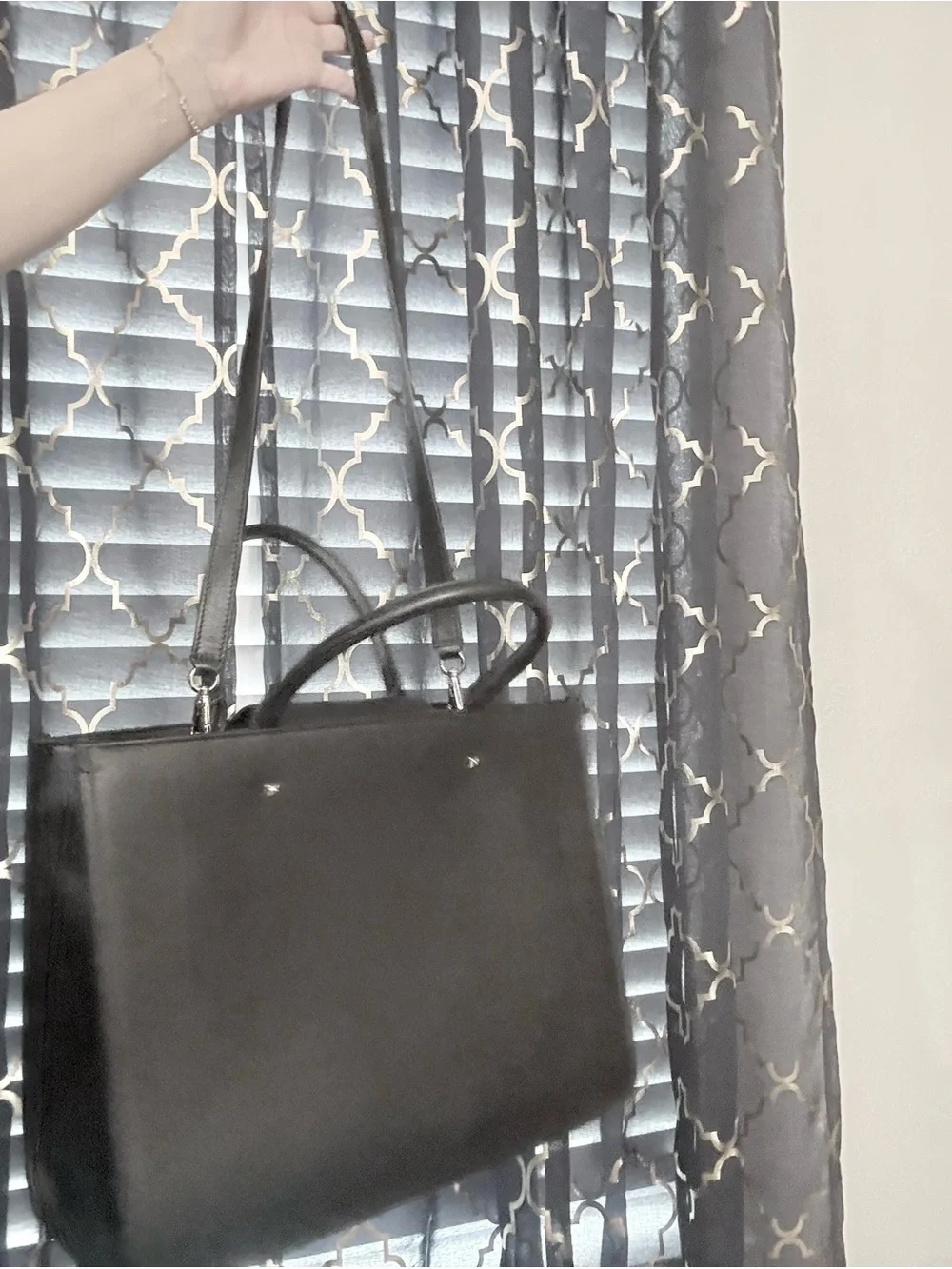 Jimmy Choo Black Leather Tote with Embossed Logo